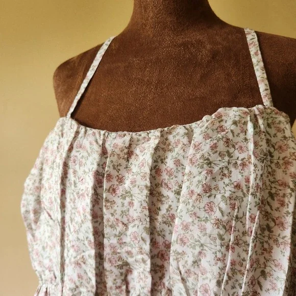ARULA Mini Tank Dress Pink‎ Floral Plus Size 1X Cottagecore Sundress Lightweight - Picture 2 of 9